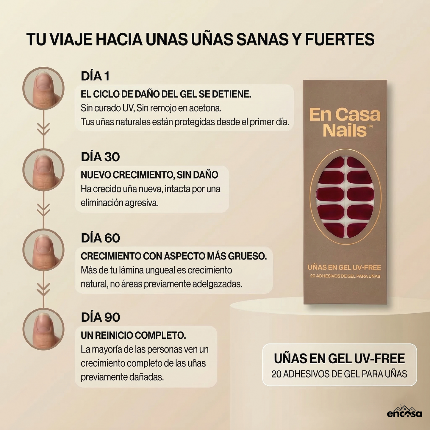 En Casa Nails 2x1 | Uñas en Gel - 20 unidades x PACK | UV - FREE